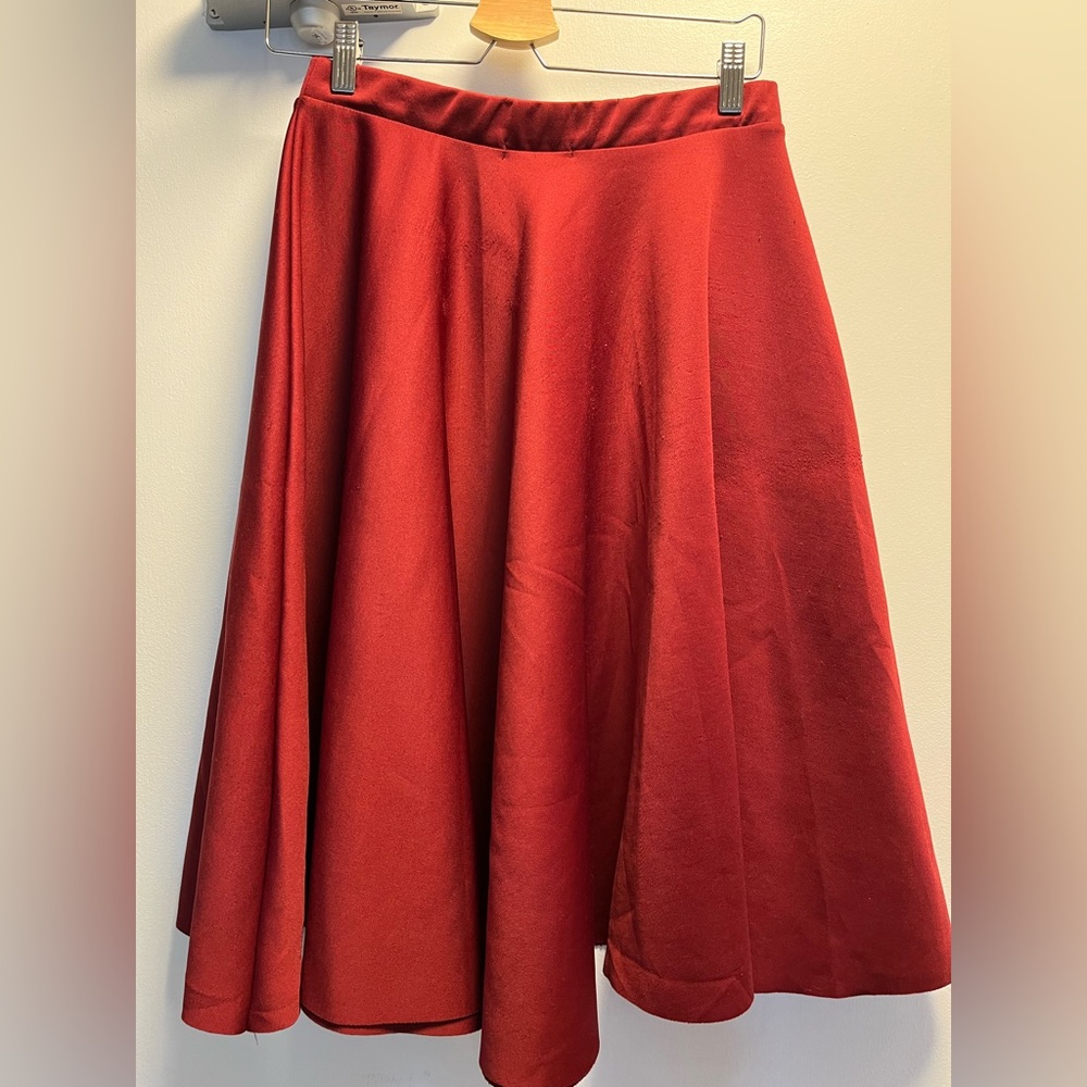 Women’s Burgundy Midi Skater Skirt - Picture 4 of 5